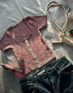 Pink Button-Up Knit Top