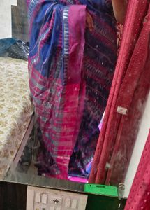 Silver Jari Saree Along With Freebie