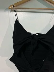 Zara Black Tie-Front Bodysuit