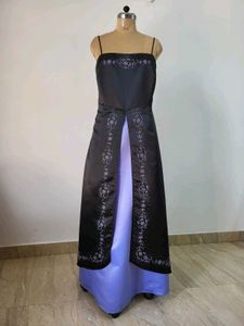 Black & Lavender Satin Gown