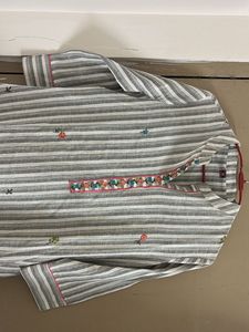Striped Embroidered Kurta