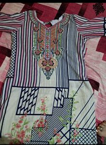 Striped & Floral Print Kurti