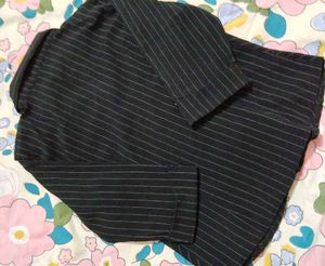 Classic Black Pinstripe Button-Up Shirt💫