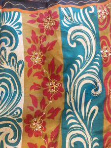 Embroidered MUSLIN SATIN SAREE