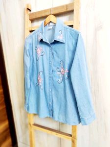 Denim Embroidery Work Shirt Size-42-XL