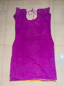 Purple &amp; Yellow Embroidered Salwar Kameez