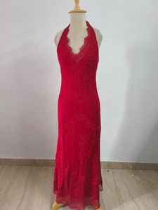 Red Halter Maxi Dress