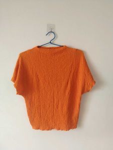 Original Zara Stretchy Orange Crinkle Top