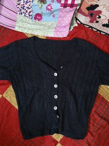 Dark Blue Buttoned Cardigan