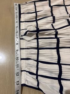 Black &amp; White Plaid Pleated Skirt With Shirt Blous
