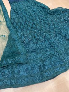 Dark Turquoise Lehnga With Net Dupptta