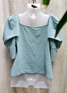 Aqua Puff Sleeve Top