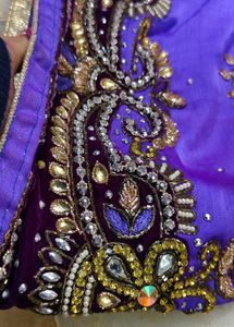 Elegant heavy work Purple Velvet Saree 😍