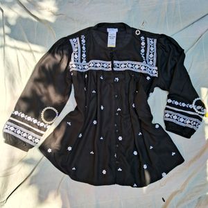 Black Desi Frock Top