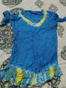 Blue & Yellow Tie Dye Top