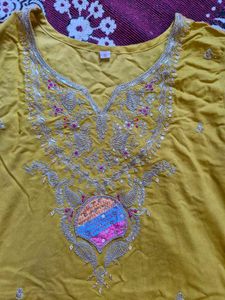 Mustard Yellow Straight Kurti Pant And Dupatta Set