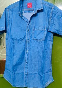 Half Sleeve Blue Denim Shirt