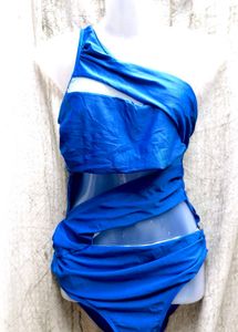 Blue One-Shoulder Swimsuit