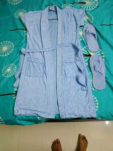 Girl Blue Robe And Chappal