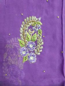 Purple Saree With Beautiful Embroidery