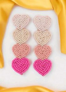 4 layer Heart Design Beads Earring