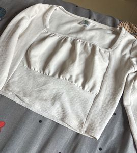 Cute White Long Sleeve Top