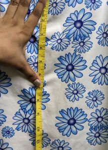 White Top With Blue Flower