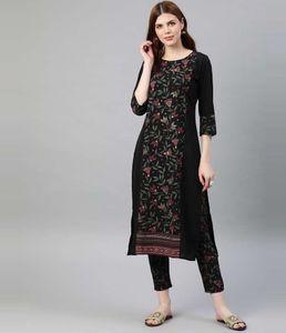 Floral Embroidered Black Dress