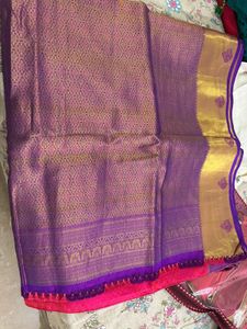 Pink Purple Colour Silk Saree - Unstiched Sare