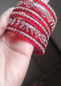 Red &amp; Silver Bangle Set