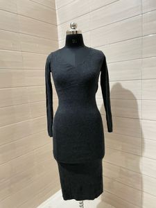 Pintresty Imported Dark Gray Knit Bodycon Dress