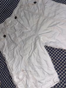 White Cargo Bermuda Shorts