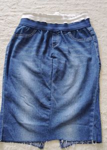Denim Pencil Skirt with Elastic Waist