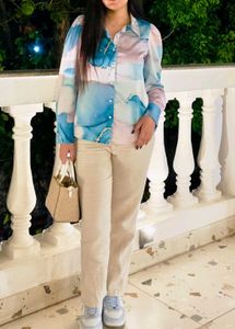 Blue Marble Print Shirt