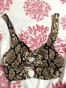 Snakeskin Print Bikini Top