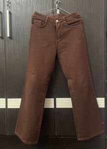 Brown Wide Leg Denim