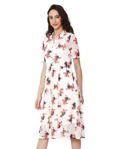 Floral Print Midi Shirt Dress