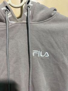 Fila Light Grey Cropped Hoodie