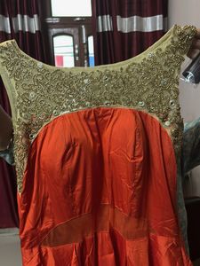 Elegant Orange Ethnic Gown