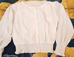 Cute White Button-Up Crop Top