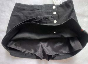 Button Denim Mini Skirt