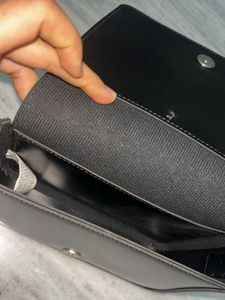 Black square box sling bag