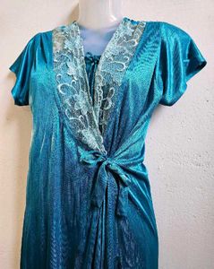 Teal Satin Nightsuit