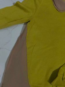 Yellow &amp; Beige Peter Pan Collar Top