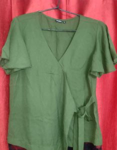 Olive Green Wrap Top
