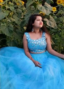 Sky Blue Designer Lehenga Choli