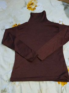 Brown Turtleneck Top
