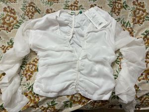 glitch white ruched top
