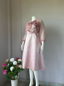 Pink Satin Midi Gown