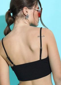 Black Bow Detail Crop Top